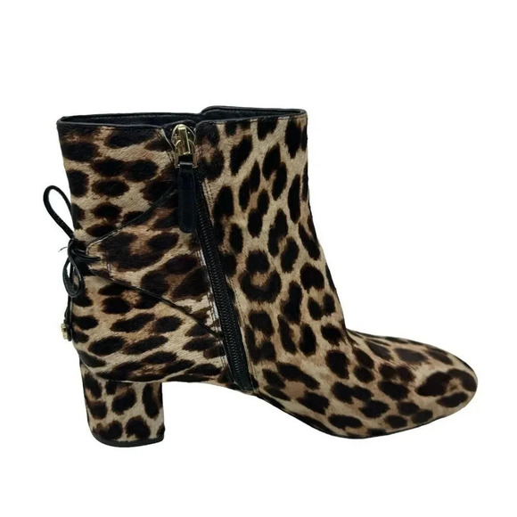 Bootie Boots Calf Hair size 8 block heel leopard print - Picture 3 of 7